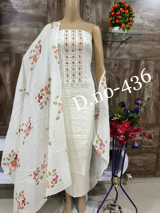 Simple and looking beautiful neck work with printed flower dupatta  uploaded by Heena fashion house on 9/10/2023
