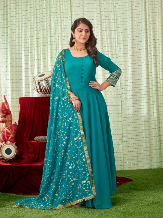Fabulous gown with pant and dupatta  uploaded by Hari Om Fashion  on 9/10/2023