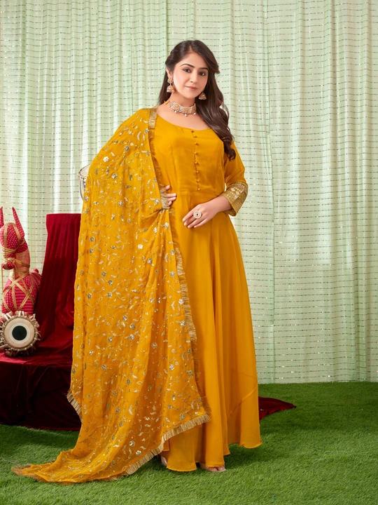 Fabulous gown with pant and dupatta  uploaded by business on 9/10/2023