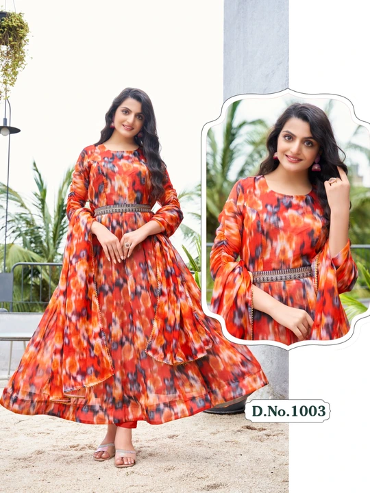 Organza fancy gown with pant and dupatta  uploaded by business on 9/10/2023