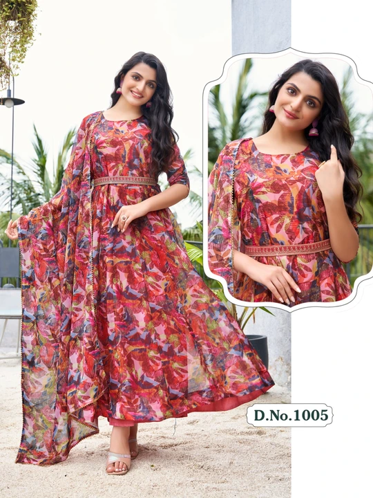 Organza fancy gown with pant and dupatta  uploaded by Hari Om Fashion  on 9/10/2023