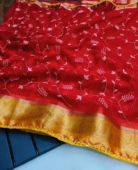 Organza saree uploaded by business on 9/10/2023