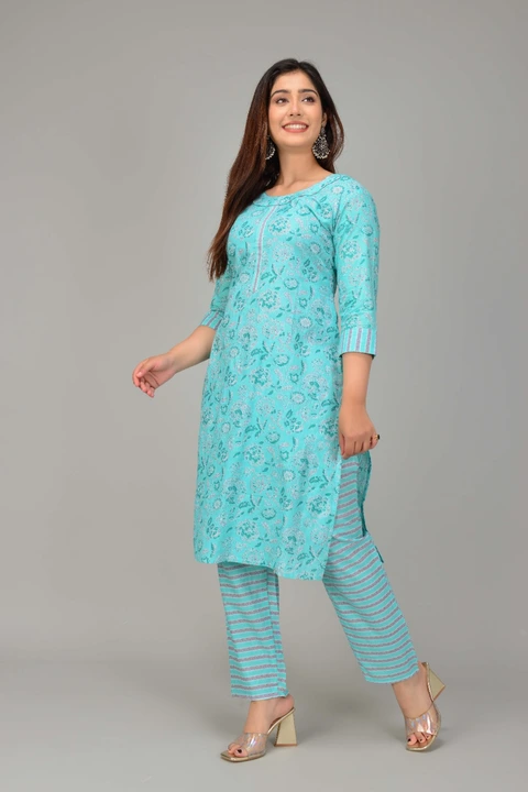 Womens cotton printed kurta pant set uploaded by business on 9/10/2023