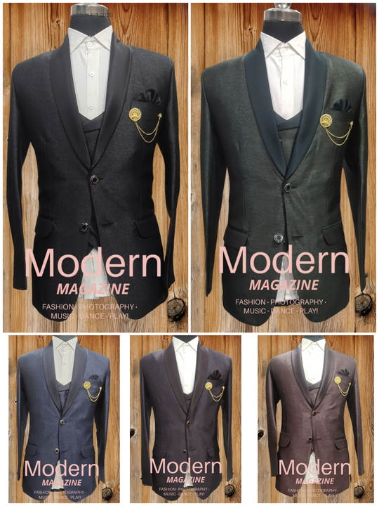 Taxido Gon Colar 3 PC Suits Pent Coat Jacket Size 34+36+38+40+42 uploaded by M.z Ansari Fashion on 9/10/2023