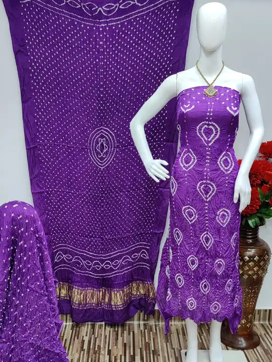 GUJJI SILK BANDHNI DRESS MATERIALS uploaded by business on 9/11/2023