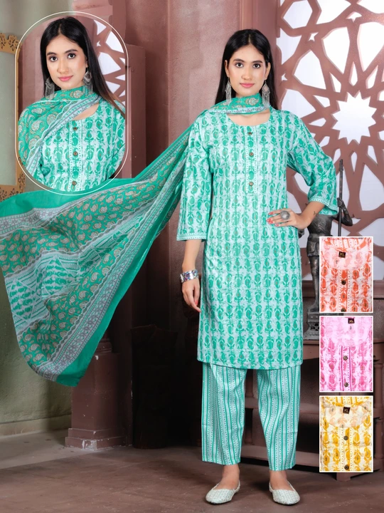 Cotton kurti pent with dupatta uploaded by business on 9/11/2023