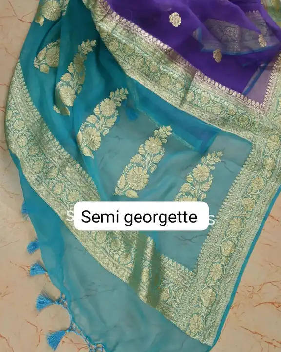 Semi Georgette khaddi saree uploaded by Nisha fabrics on 9/11/2023