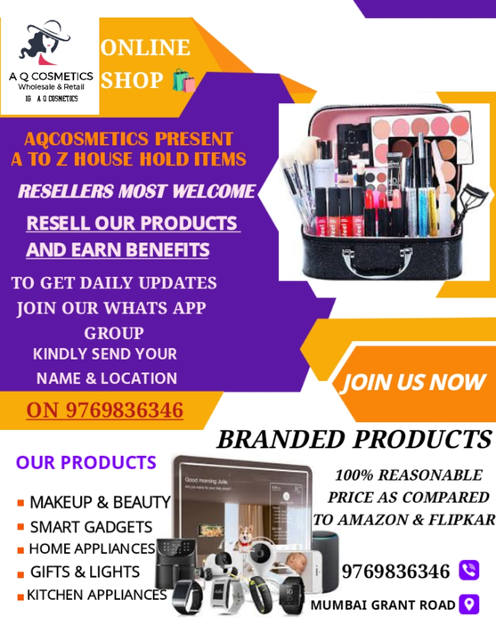Post image One Step everything She need 🏠

Useful household items &amp; kitchen appliances/ home appliances list with examples and pictures. ... 🛍️

💯 Reasonable price In Compares To AMZON &amp; FLIPKART 💯

Gifts &amp; Lights🎁

Smart Gadgets 📟

Bluetooth &amp; Speaker ⌚

Branded products Available in Reasonable price 👌

100% Best  Quality products 🛒

All over 🇮🇳  Delivery Available

https://chat.whatsapp.com/KsyF4ZvUCg868Iur1Eo8j2