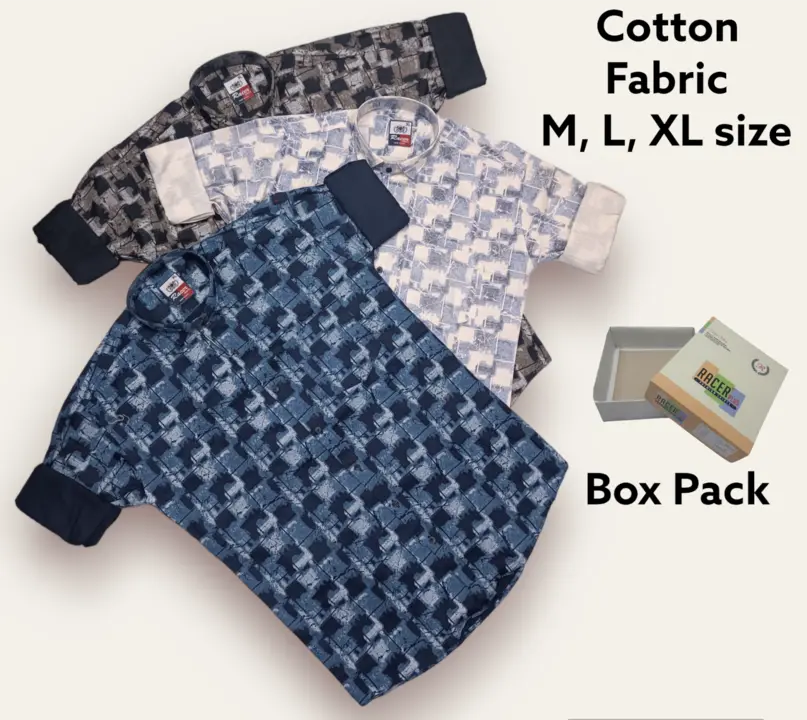 🏁🏁RACER PLUS🏁🏁(SUB BRAND OF 1KKA) EXCLUSIVE COTTON MIX PRINTED BOX PACK SHIRTS FOR MEN uploaded by Kushal Jeans, Indore on 9/12/2023