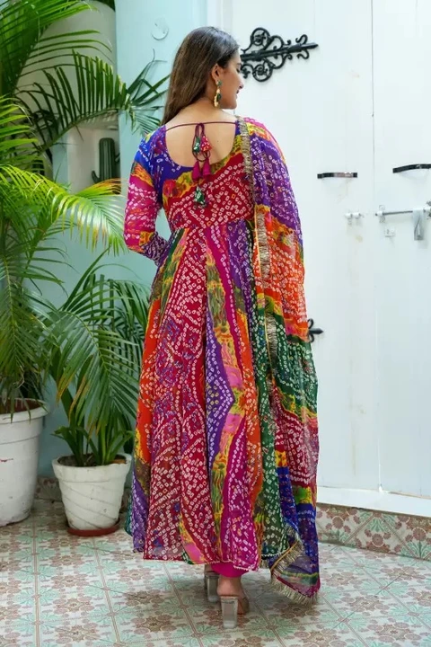 Bandhni kurti with dupatta best print with lace.. uploaded by G V CREATION on 9/12/2023