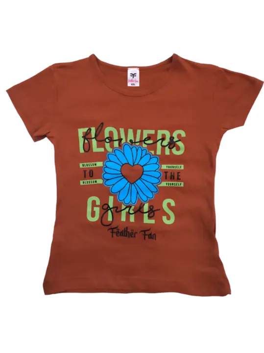 Brand; Feather Fan
Girls T shirt 
(Neck Folding)
Export Surplus Fine Fabric 
Sizes; S-M-L-XL-XXL
Age uploaded by A.S CUTEST GARMENTS on 9/12/2023