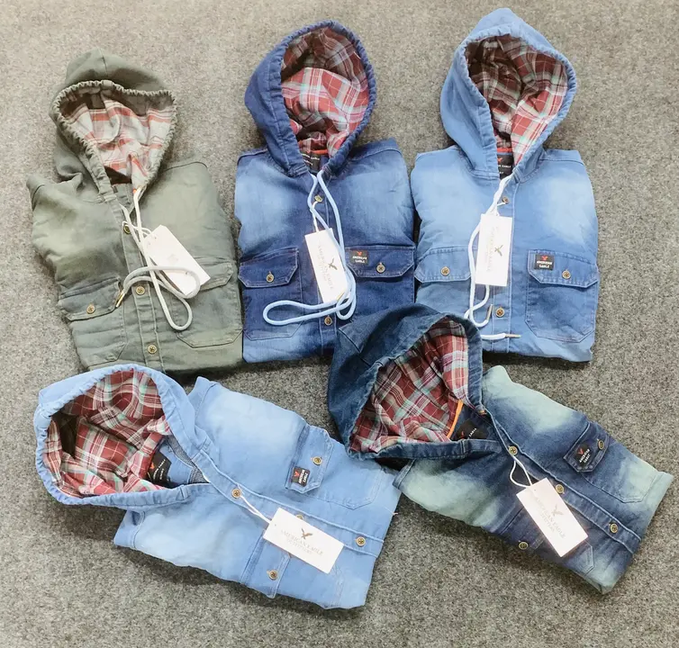 Denim hoodie shirt uploaded by business on 9/12/2023