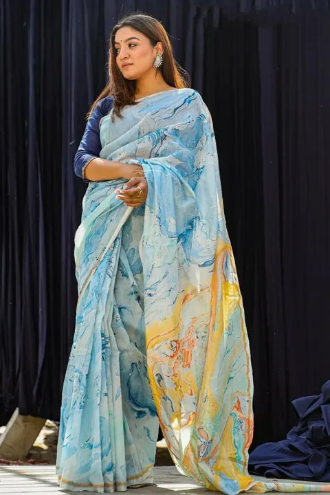Linen saree  uploaded by R V FASHION HUB on 9/12/2023