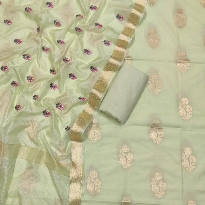 Banarasi Chanderi Silk Suits with Embroidery Dupatta uploaded by REGALIA WEAVERS ENTERPRISES on 9/12/2023