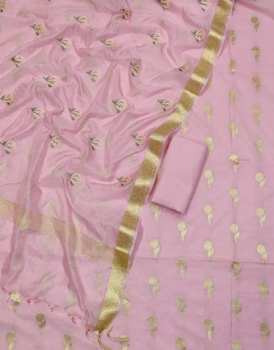 Banarasi Chanderi Silk Suits with Embroidery Dupatta uploaded by REGALIA WEAVERS ENTERPRISES on 9/12/2023