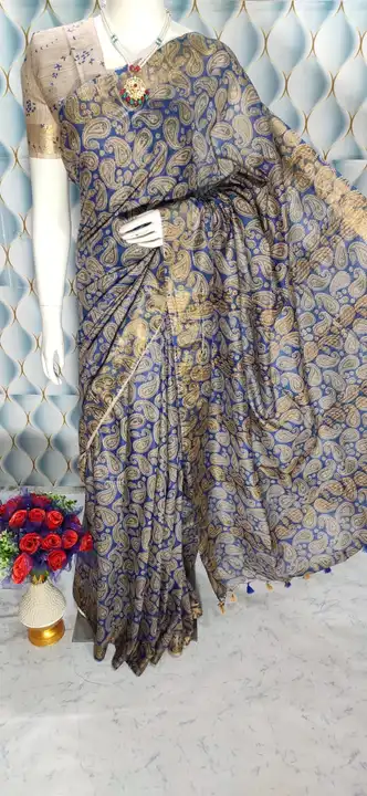 Baswada tussar silk saree and screen print silk saree ..  uploaded by Handloom silk sarees on 9/12/2023