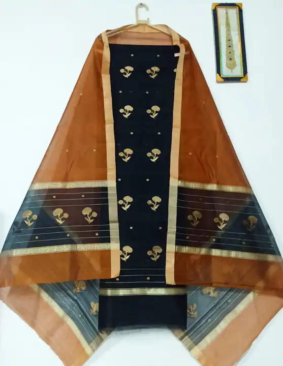 Chanderi handloom silk cotton dress material uploaded by business on 9/13/2023