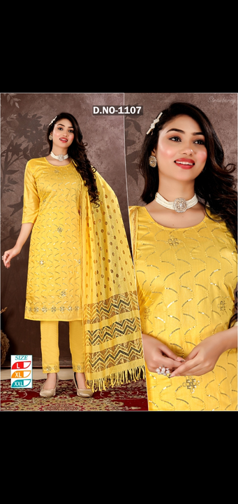 3 pcs kurti pant and dupatta sets heavy fancy work uploaded by Radha Creation , Maira sales for Readymade items on 9/13/2023