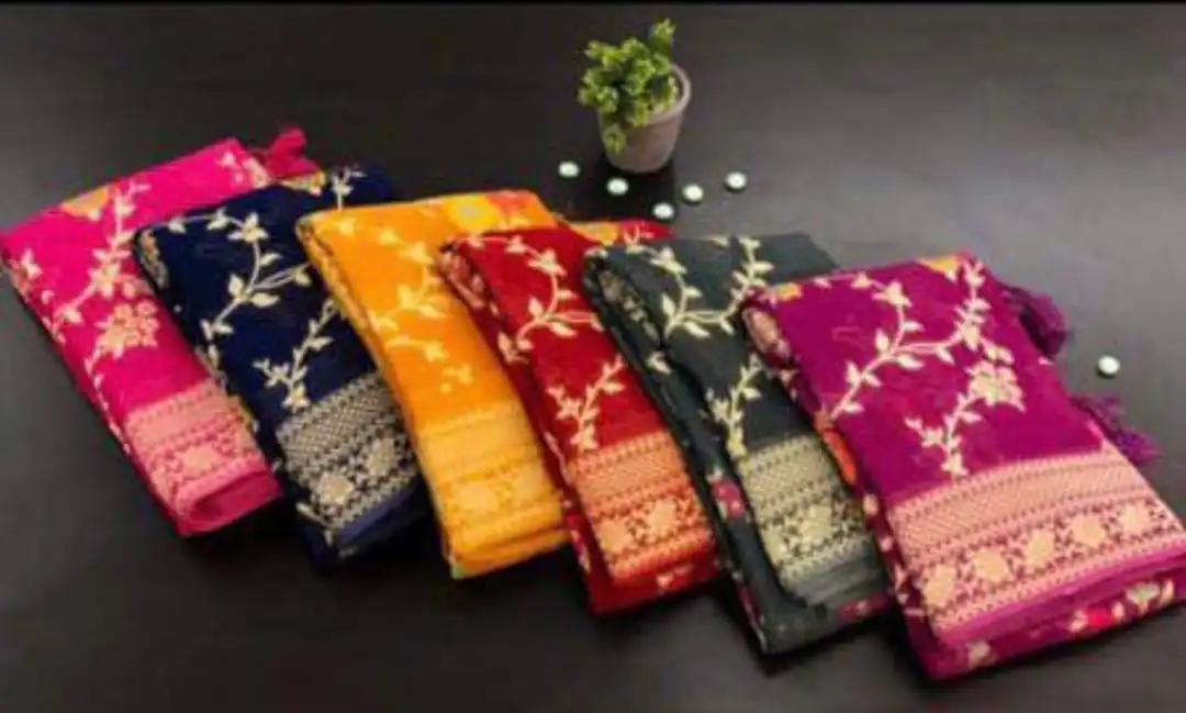 semi georgette banarasi khaddi minakari saree uploaded by shaeen fabrics on 9/14/2023