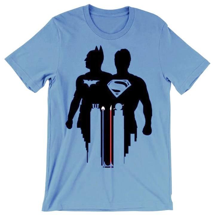 Hot Button Sky Blue Batman vs Superman Printed Half Sleeve Round Neck T-Shirt: The Ultimate Battle uploaded by business on 9/14/2023