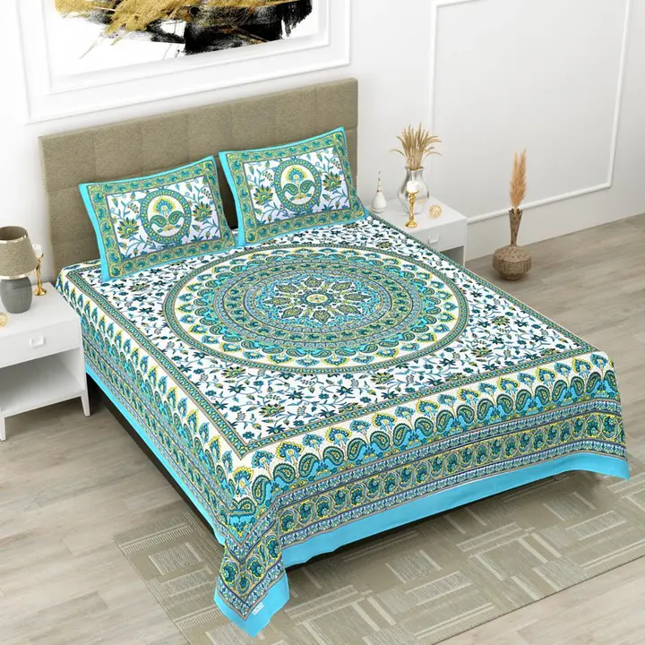 Attractive  Jaipuri Bedsheet. Size. 90X100  With. Big. Pillow Covers uploaded by Sonya enterprises on 9/14/2023