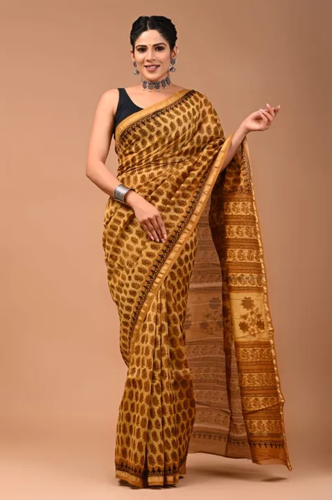 Block printed chanderi saree uploaded by business on 9/14/2023