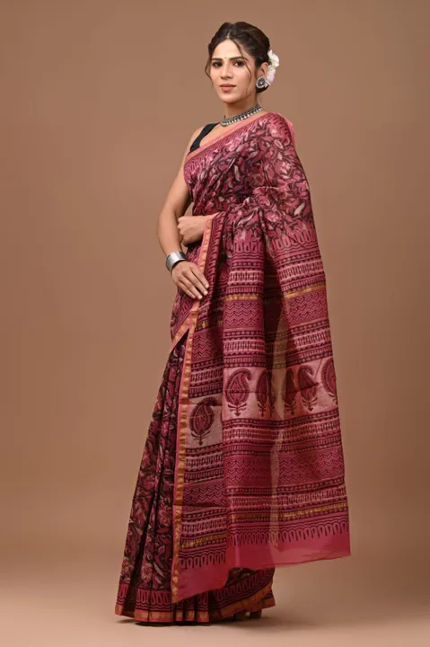 Chanderi saree ajrakh print uploaded by business on 9/14/2023