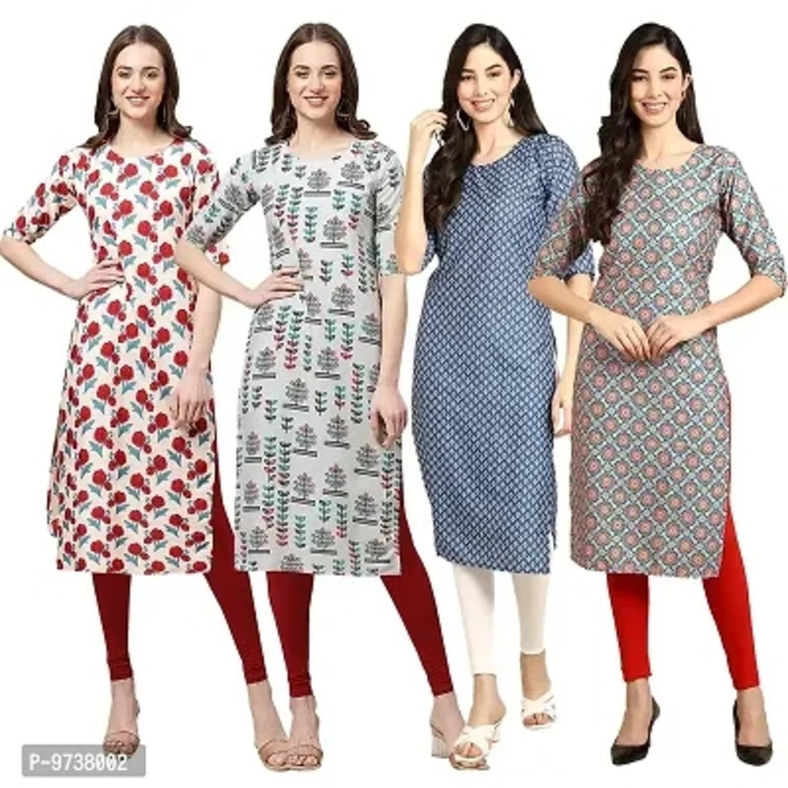 Fashionable Straight Multicoloured Printed Crepe Kurta For Women Combo Pack Of 4  uploaded by business on 9/14/2023