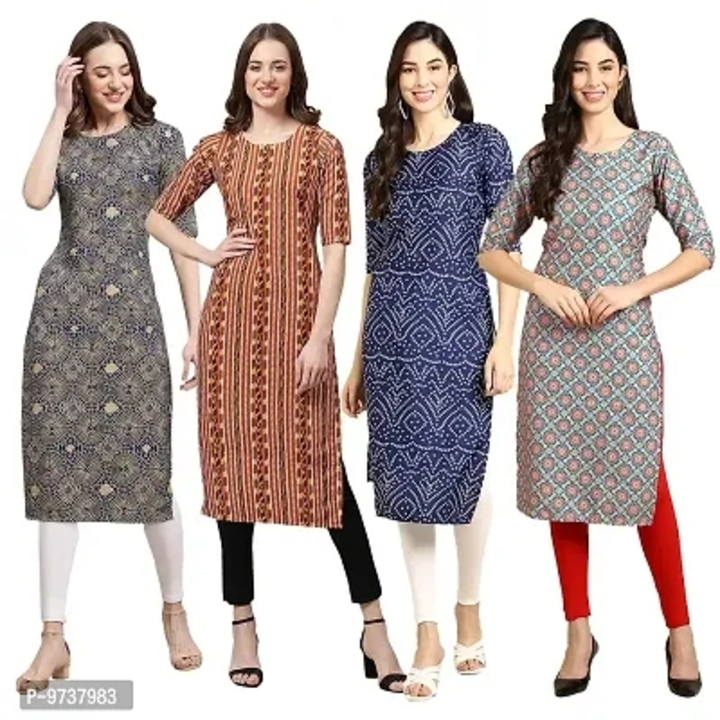 Fashionable Straight Multicoloured Printed Crepe Kurta For Women Combo Pack Of 4  uploaded by Radhe krishna store on 9/14/2023