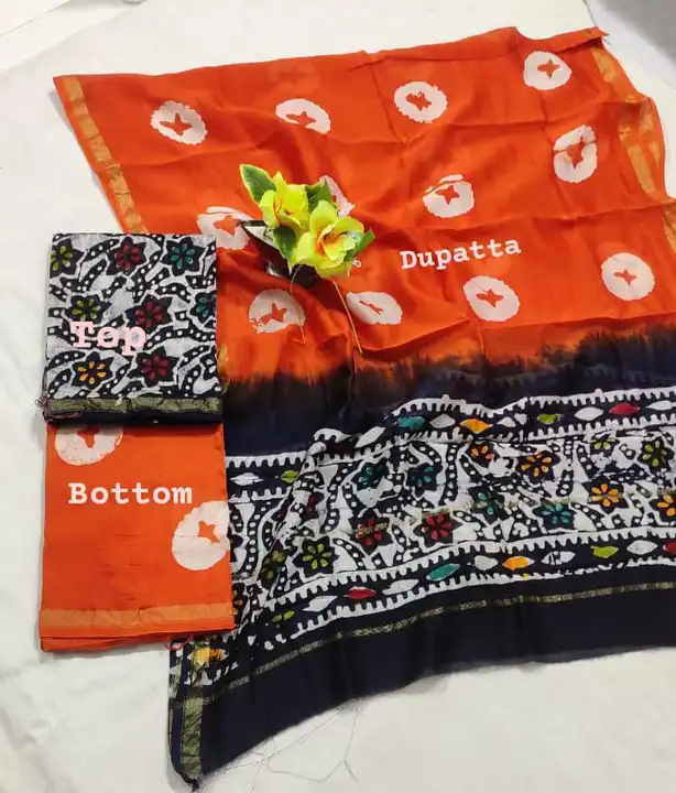 Handblock fancy batik print chanderi dress👗 material uploaded by business on 9/14/2023