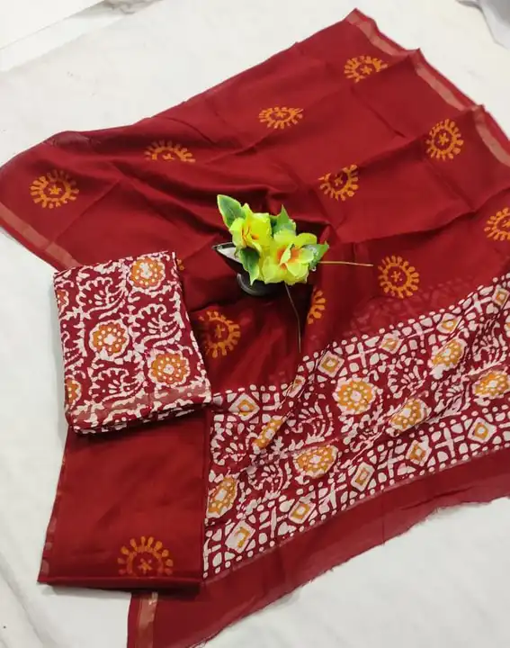 Handblock fancy batik print chanderi dress👗 material uploaded by Virasat handloom chanderi on 9/14/2023