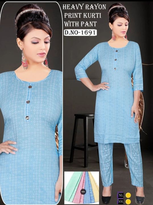 Printed Kurti + Pant uploaded by business on 9/15/2023
