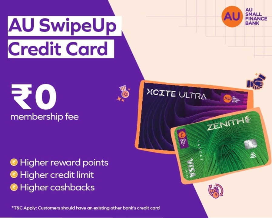 Post image Upgrade to the best credit card using AU SwipeUp!
 Get an assured upgraded AU credit card against other bank's existing credit card that suits your current upgraded lifestyle
You will get:
 ✅ Zero membership fee
 ✅ Higher reward points
 ✅ Higher cashbacks
 ✅ Higher credit limit
Why you should apply from here:
✔️ 100% online process
 ✔️ Fast and Secure
Apply now to get your AU Bank SwipeUp Credit Card - https://wee.bnking.in/c/NzE4Nzll