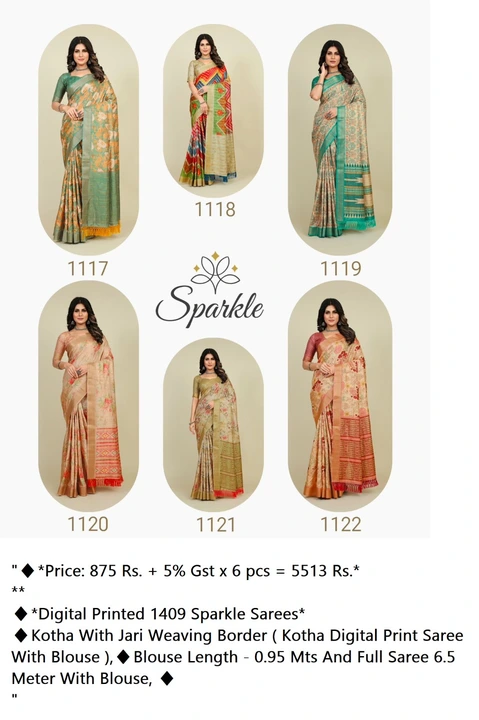 Digital Printed 1409 Sparkle Sarees uploaded by business on 9/15/2023