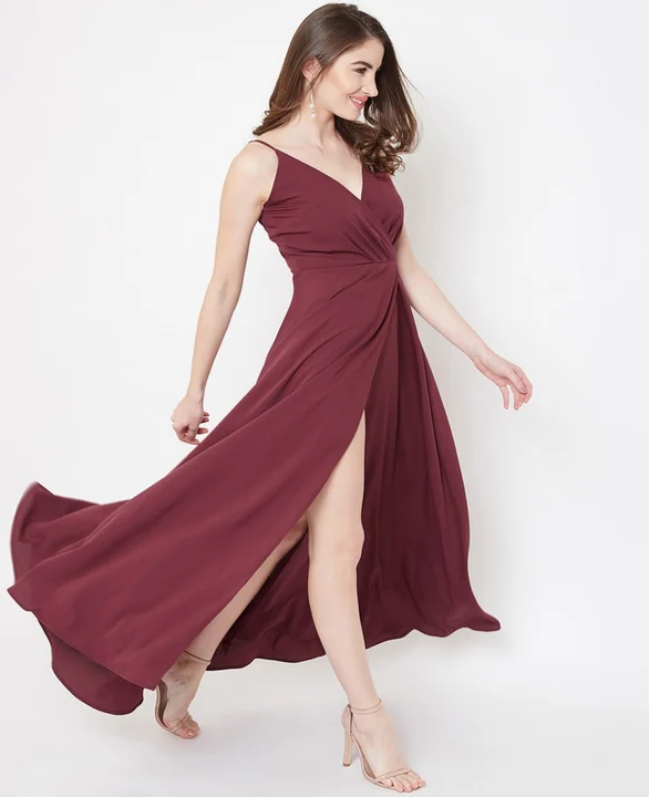 Post image Hey! Checkout my new product called
Maroon Partywear Western style maxi gown .