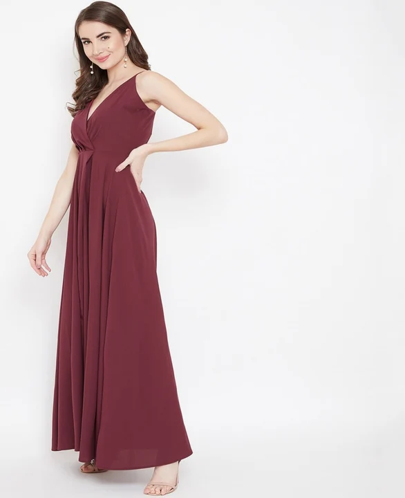 Maroon Partywear Western style maxi gown  uploaded by 1 Place For All Fashion  on 9/15/2023