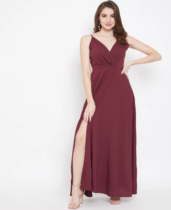 Maroon Partywear Western style maxi gown  uploaded by 1 Place For All Fashion  on 9/15/2023
