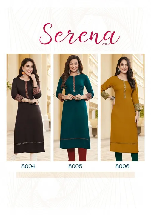 Serena Vol 8 Ladies Flavour Long Straight Kurti uploaded by business on 9/15/2023