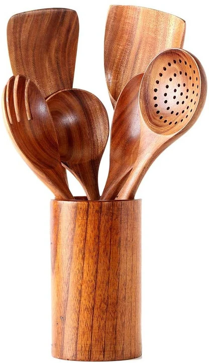 Wooden spoon set 6 pec 1 stand  uploaded by Gauri creations on 9/15/2023