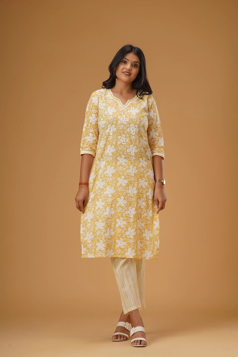Yellow cotton Floweral 3 piece set uploaded by business on 9/15/2023