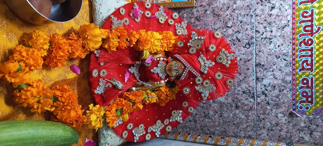 Red necklace style Laddu gopal dress  uploaded by business on 9/15/2023