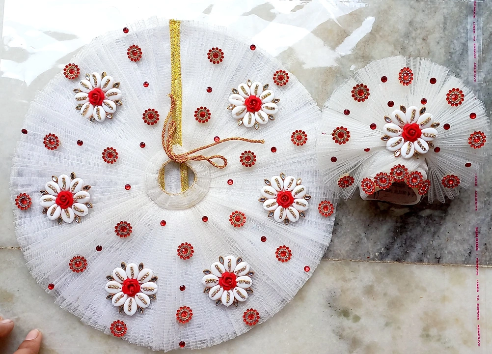 White and red laddu gopal dress  uploaded by business on 9/15/2023