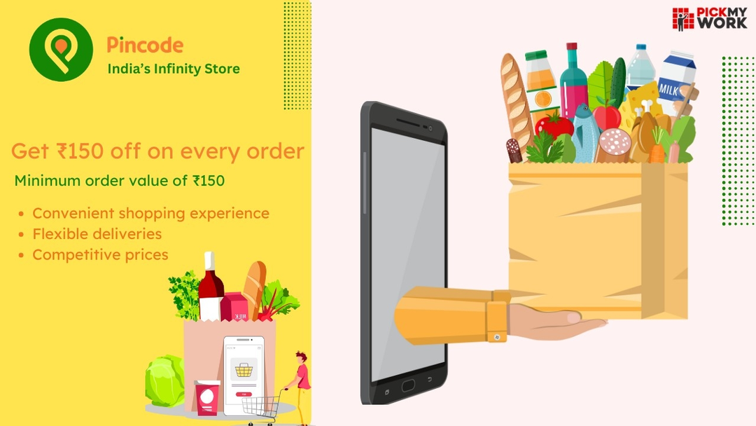 Post image Pincode-Order Groceries offers following benefits
 - Enhanced access, choice, and convenient shopping experience.
 - Competitive prices, flexible deliveries, and efficient orders.
 - Discover, recommend, support local businesses with ease.
Fill the link with your details to avail these benefits
 https://merchant.pickmywork.com/utm/oMa7H33US1lySb9