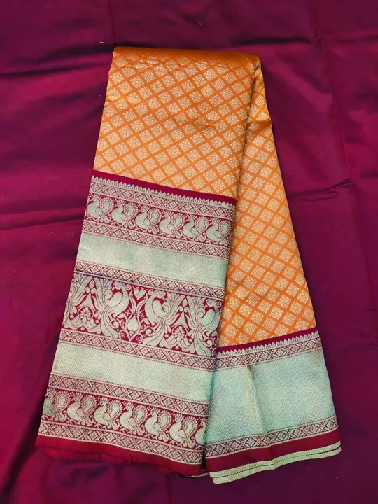 Rich pallu with allovar golden zari weaving design saree  uploaded by Dhananjay Creations Pvt Ltd. on 9/16/2023