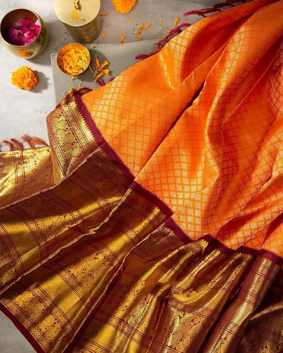 Rich pallu With Allover Golden Zari Weaving design saree  uploaded by DHANANJAY CREATION  on 9/16/2023