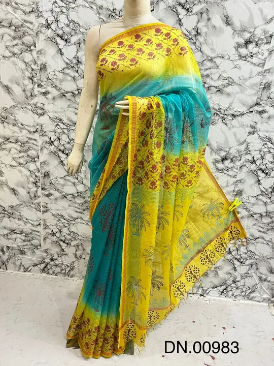 Hand block printed saree uploaded by business on 9/17/2023