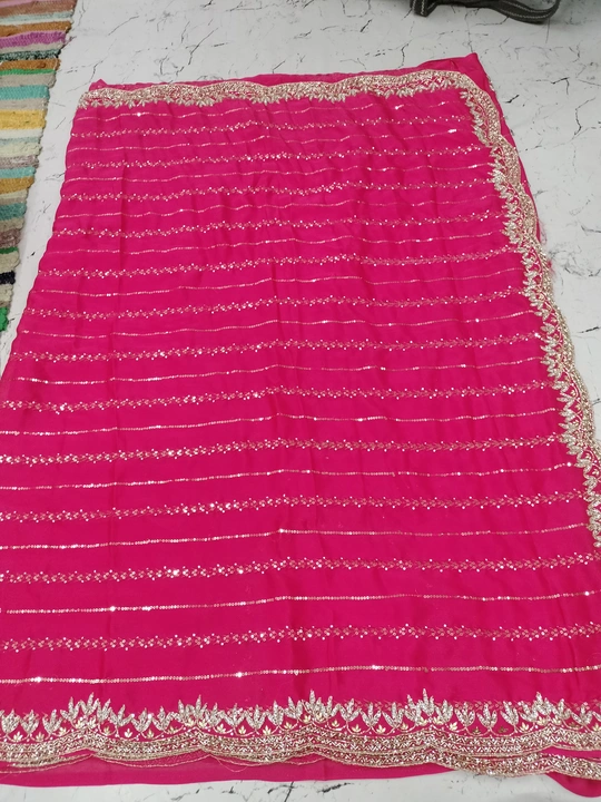 Embroidery with hand work katdana Jarkan saree uploaded by business on 9/17/2023