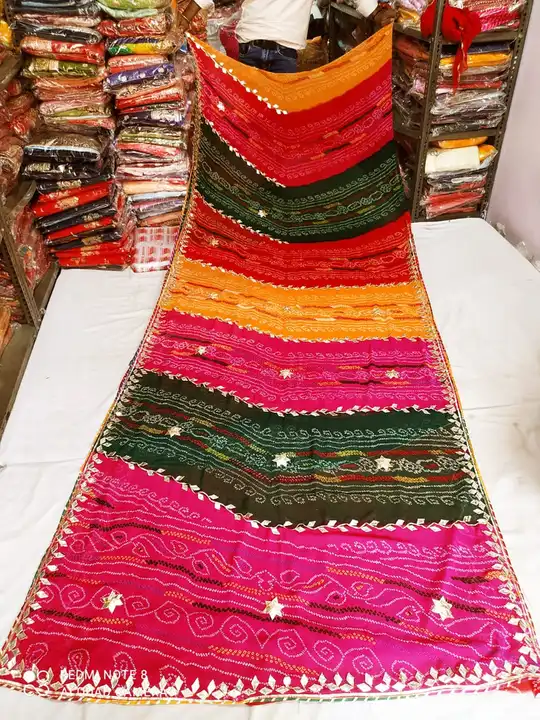 Post image Hey! Checkout my new product called
Pure Georgette Multi Colour Leheriya Bandhej Gotapatti Work Saree.