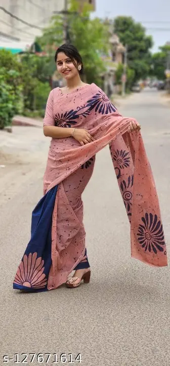 Pure cotton malmal saree one piece 550 quantity mein for 500 uploaded by business on 9/17/2023