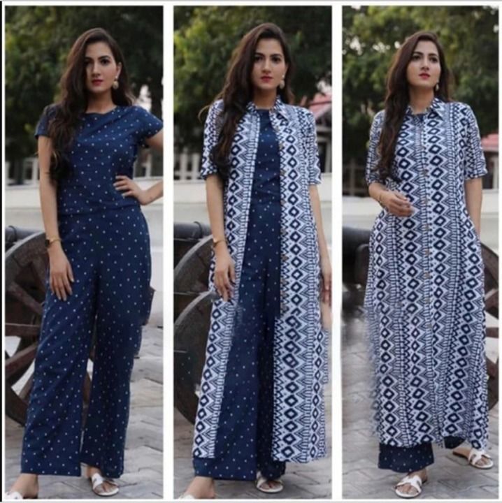 Rayon kurti with pant and full jacket  uploaded by business on 3/21/2021